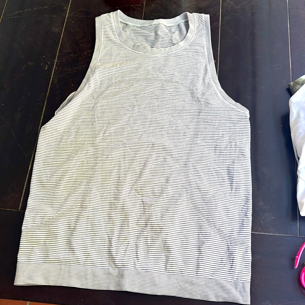 Lululemon black and white striped tank